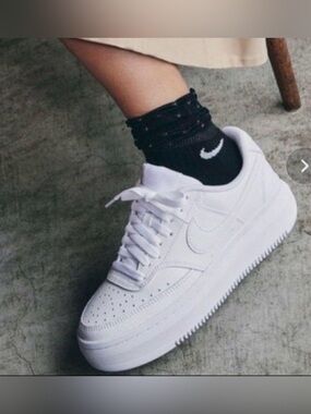 Nike Court Vision Alta White Leather Platform Sneakers Size 5